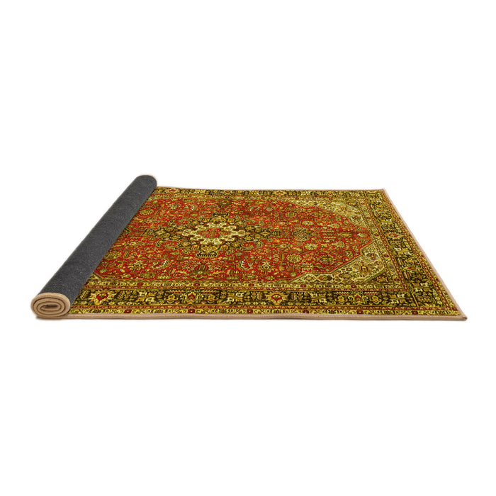 Sideview of Medallion Yellow Traditional Rug, tr4064yw