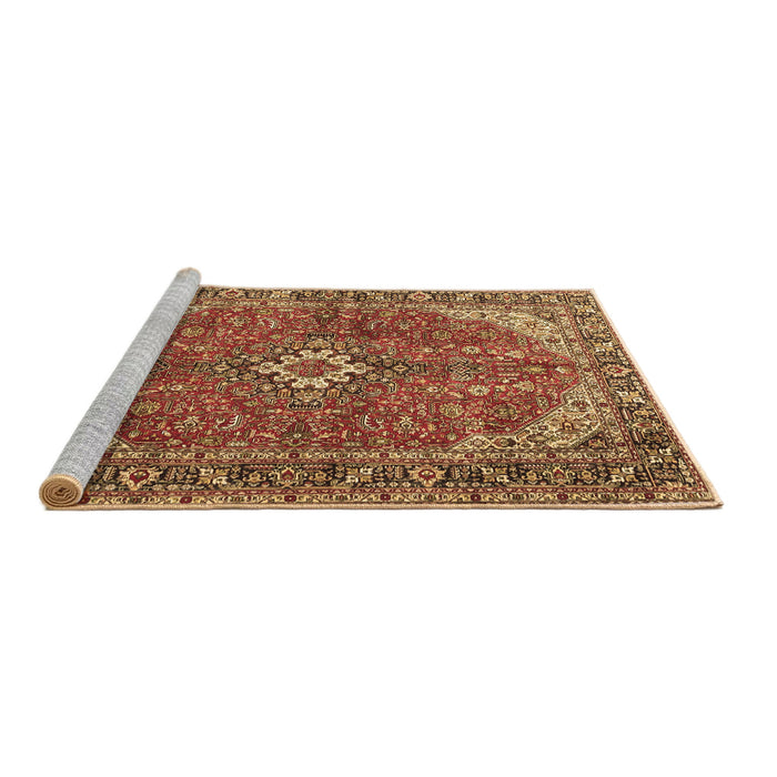 Sideview of Machine Washable Medallion Brown Traditional Rug, wshtr4064brn