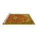 Sideview of Machine Washable Medallion Yellow Traditional Rug, wshtr4064yw