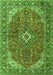 Serging Thickness of Machine Washable Medallion Green Traditional Area Rugs, wshtr4064grn