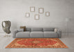 Machine Washable Medallion Orange Traditional Area Rugs in a Living Room, wshtr4064org