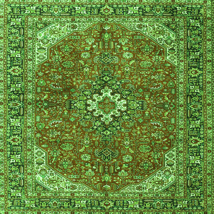 Round Machine Washable Medallion Green Traditional Area Rugs, wshtr4064grn