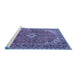 Sideview of Machine Washable Medallion Blue Traditional Rug, wshtr4064blu