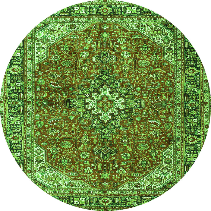Machine Washable Medallion Green Traditional Area Rugs, wshtr4064grn