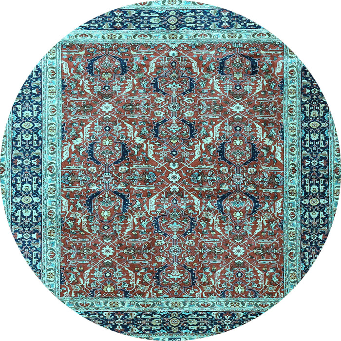 Round Persian Light Blue Traditional Rug, tr4065lblu