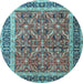 Round Persian Light Blue Traditional Rug, tr4065lblu