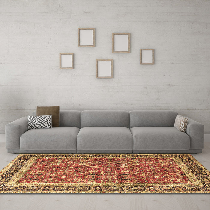 Machine Washable Persian Brown Traditional Rug in a Living Room,, wshtr4065brn