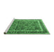 Sideview of Machine Washable Persian Emerald Green Traditional Area Rugs, wshtr4065emgrn