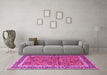 Machine Washable Persian Pink Traditional Rug in a Living Room, wshtr4065pnk