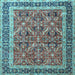 Square Machine Washable Persian Light Blue Traditional Rug, wshtr4065lblu