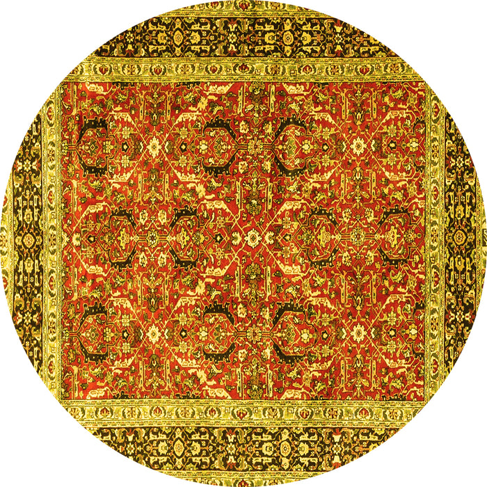 Round Persian Yellow Traditional Rug, tr4065yw