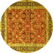 Round Persian Yellow Traditional Rug, tr4065yw