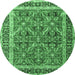 Round Persian Emerald Green Traditional Rug, tr4065emgrn