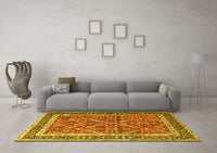 Machine Washable Persian Yellow Traditional Rug, wshtr4065yw