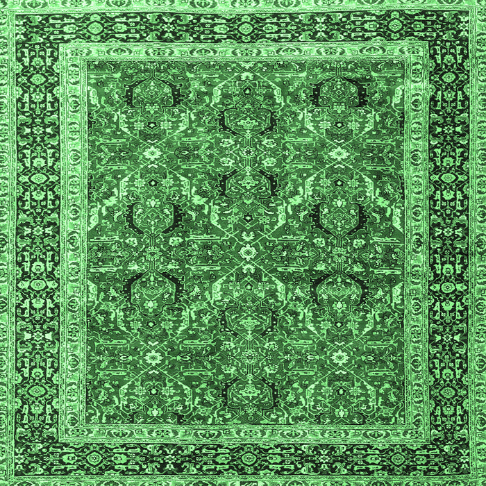 Square Machine Washable Persian Emerald Green Traditional Area Rugs, wshtr4065emgrn