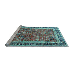 Sideview of Machine Washable Persian Light Blue Traditional Rug, wshtr4065lblu