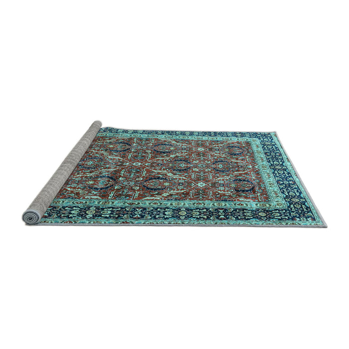 Sideview of Machine Washable Persian Light Blue Traditional Rug, wshtr4065lblu