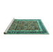 Sideview of Machine Washable Persian Turquoise Traditional Area Rugs, wshtr4065turq