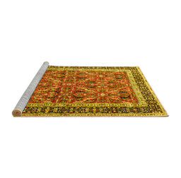 Sideview of Machine Washable Persian Yellow Traditional Rug, wshtr4065yw