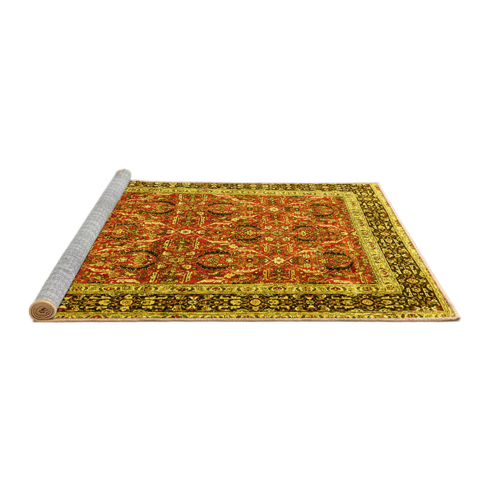Sideview of Machine Washable Persian Yellow Traditional Rug, wshtr4065yw