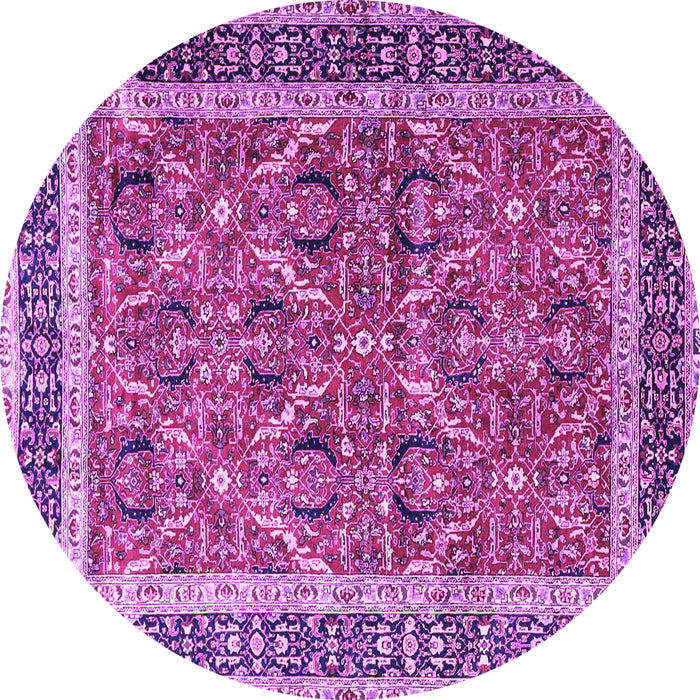 Round Machine Washable Persian Purple Traditional Area Rugs, wshtr4065pur