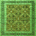 Round Machine Washable Persian Green Traditional Area Rugs, wshtr4065grn