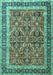 Machine Washable Persian Turquoise Traditional Area Rugs, wshtr4065turq