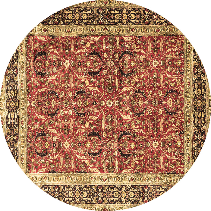 Round Persian Brown Traditional Rug, tr4065brn