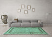 Machine Washable Persian Turquoise Traditional Area Rugs in a Living Room,, wshtr4066turq