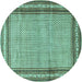 Round Persian Turquoise Traditional Rug, tr4066turq