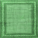 Square Machine Washable Persian Emerald Green Traditional Area Rugs, wshtr4066emgrn