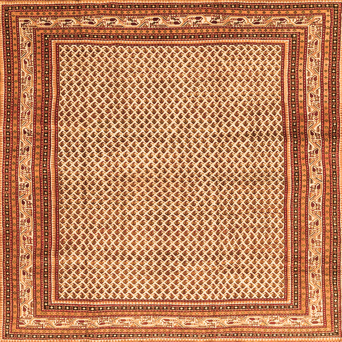 Round Machine Washable Persian Orange Traditional Area Rugs, wshtr4066org