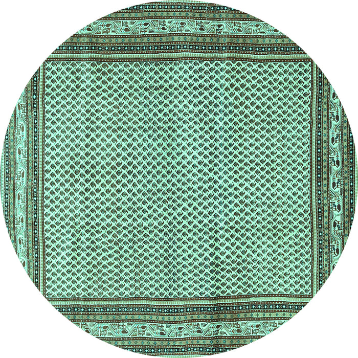 Round Machine Washable Persian Turquoise Traditional Area Rugs, wshtr4066turq