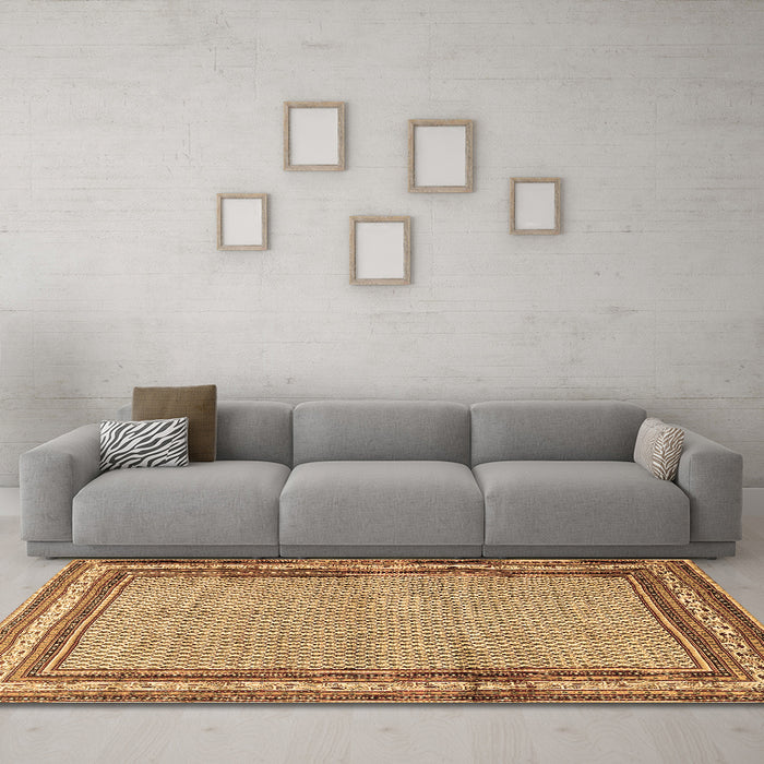 Machine Washable Persian Brown Traditional Rug in a Living Room,, wshtr4066brn