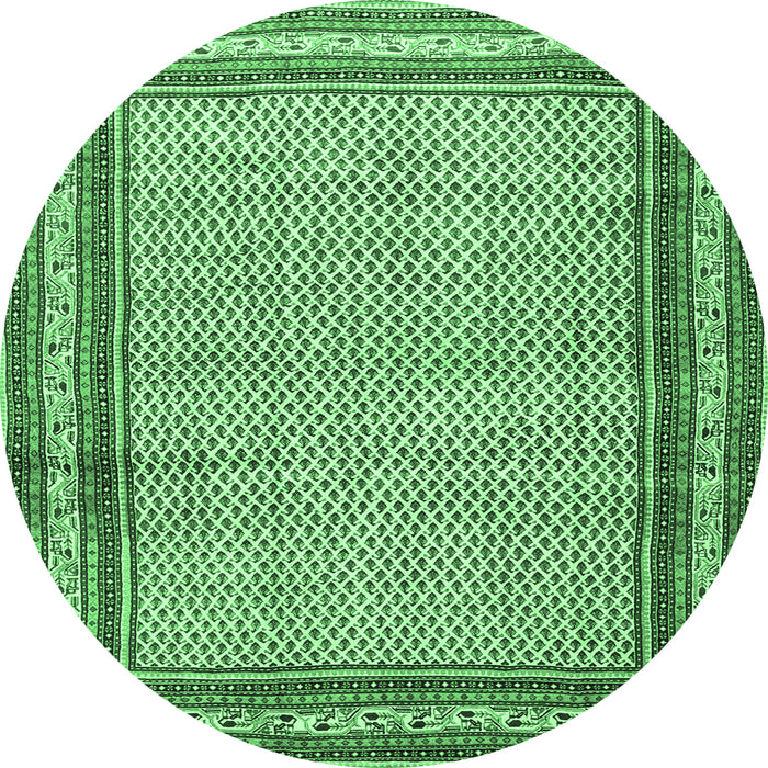 Round Persian Emerald Green Traditional Rug, tr4066emgrn