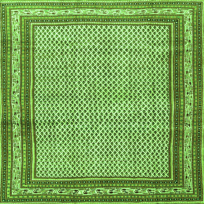 Round Machine Washable Persian Green Traditional Area Rugs, wshtr4066grn