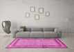 Machine Washable Persian Pink Traditional Rug in a Living Room, wshtr4066pnk