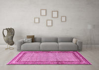 Machine Washable Persian Pink Traditional Rug, wshtr4066pnk