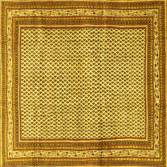 Square Machine Washable Persian Yellow Traditional Rug, wshtr4066yw
