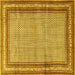 Square Machine Washable Persian Yellow Traditional Rug, wshtr4066yw