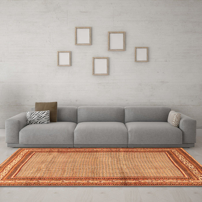 Machine Washable Persian Orange Traditional Area Rugs in a Living Room, wshtr4066org