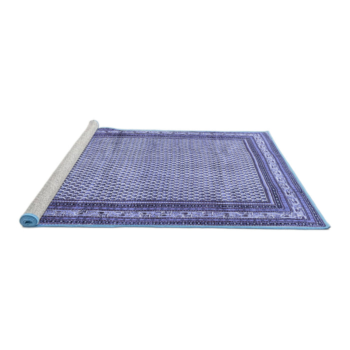Sideview of Machine Washable Persian Blue Traditional Rug, wshtr4066blu