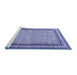 Sideview of Machine Washable Persian Blue Traditional Rug, wshtr4066blu