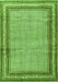 Serging Thickness of Machine Washable Persian Green Traditional Area Rugs, wshtr4066grn