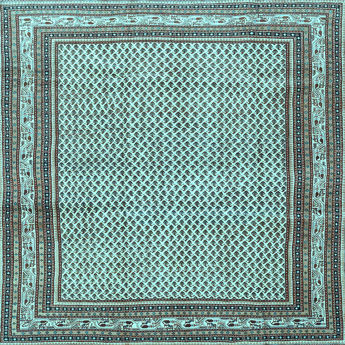 Square Machine Washable Persian Light Blue Traditional Rug, wshtr4066lblu