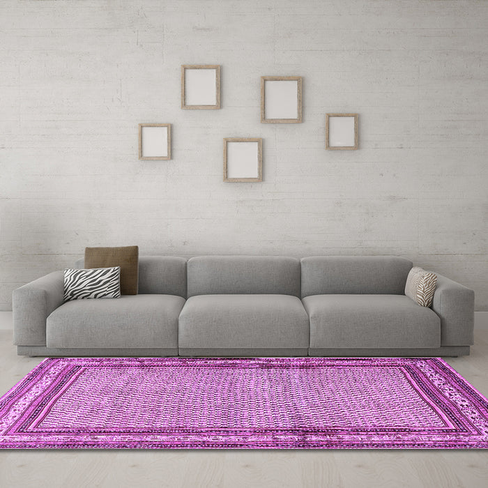 Machine Washable Persian Purple Traditional Area Rugs in a Living Room, wshtr4066pur