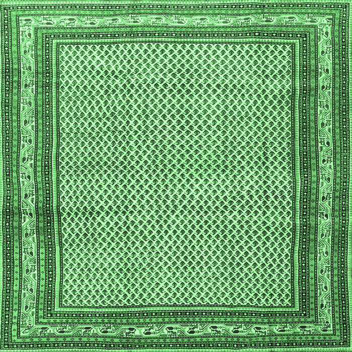 Square Persian Emerald Green Traditional Rug, tr4066emgrn