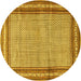 Round Persian Yellow Traditional Rug, tr4066yw