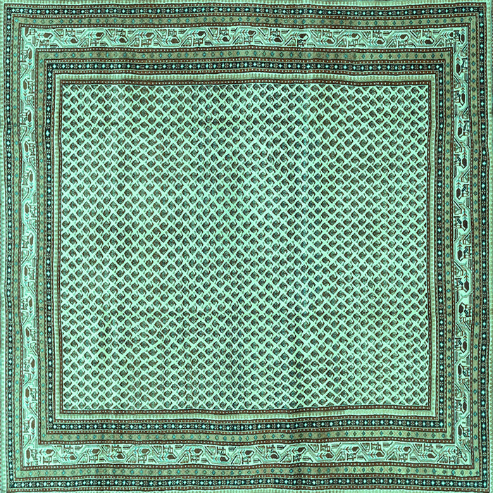 Square Machine Washable Persian Turquoise Traditional Area Rugs, wshtr4066turq