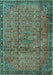 Machine Washable Persian Turquoise Traditional Area Rugs, wshtr4067turq